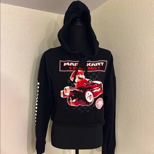 Nintendo Mario Kart Black Cropped Hoodie Sweater